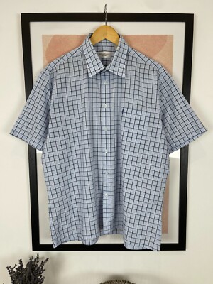 Yves Saint Laurent YSL short sleeve plaid shirt size XL button up