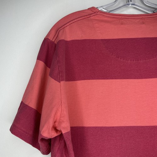 Lyle & Scott T Shirt Mens Size Medium Red Orange Striped Crew Neck Short Sleeve - Picture 9 of 13