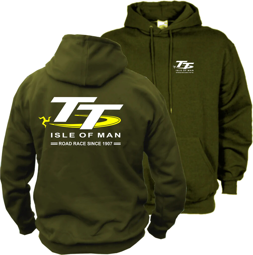 Felpa Con Cappuccio Uomo Isle Of Man TT – Per Veri Appassionati Di Moto! Comoda, Con Tascone, Look Casual.