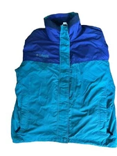Columbia Ski Jacket Womens XL Teal Purple Fleece Insert Vintage Bugaboo 90s Fun!