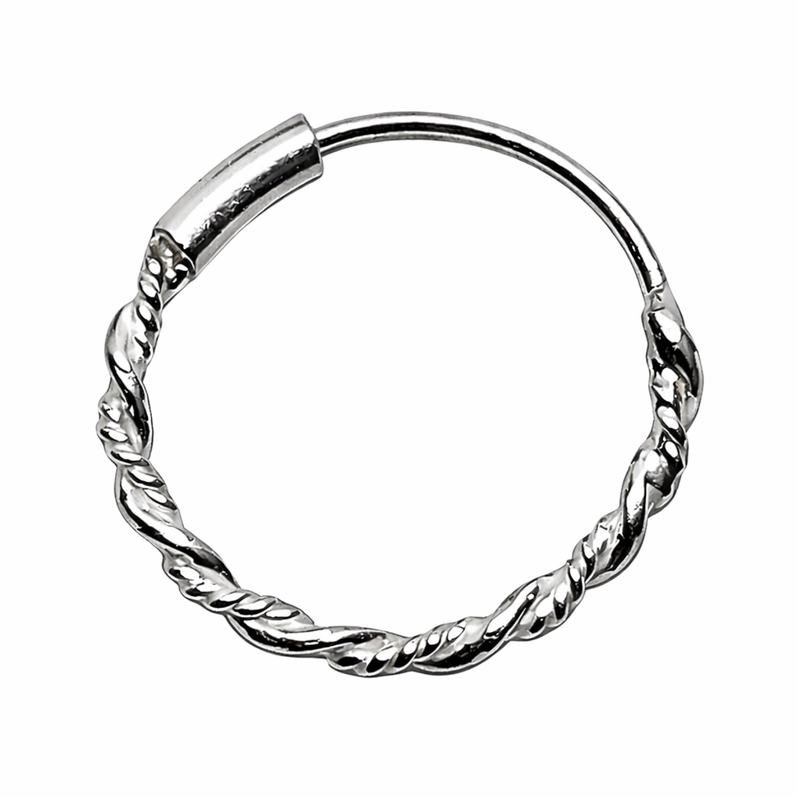 Nose Ring Twisted Tribal 8mm Bright 925 Sterling Silver Septum Earring Jewellery