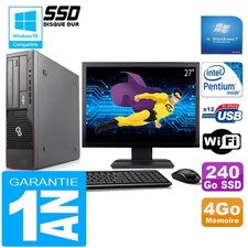 PC Fujitsu Esprimo E700 E90+ SFF G840 4Go Scheibe 240 GB SSD Wifi W7 Ecran 27 "