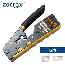 RJ45 Crimp Tool for Cat6 Cat5 Cat5e Ethernet Cables with Replacement Blade