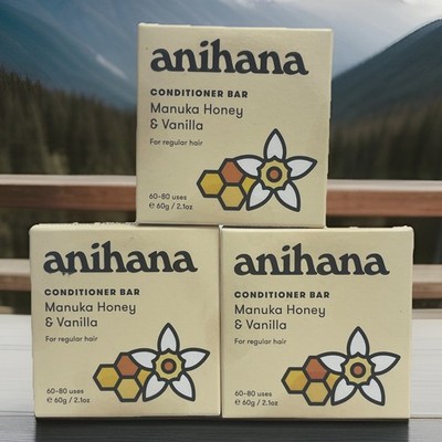 3 X Anihana Manuka Honey Vanilla Conditioner Bar 2.1 oz Eco-Friendly Hair Care