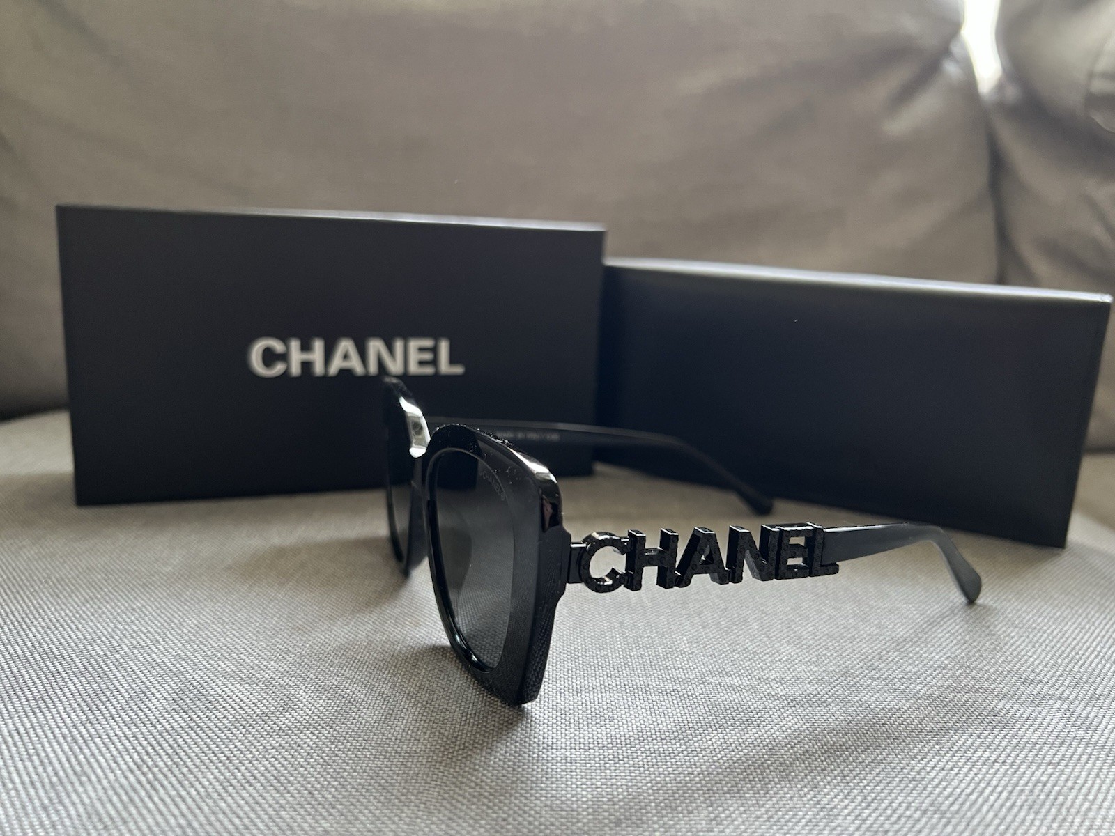 Chanel Oversized Cateye Black Sunglasses with Box & Case
