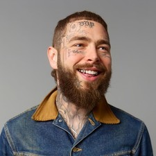 Post Malone Portrait with Face Tattoos and Grills Smiling Photo Reprint