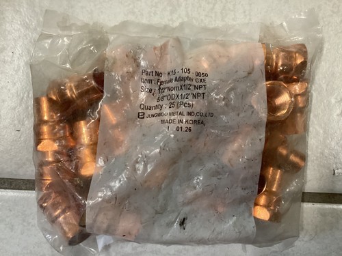 Lot of 25 Copper 1/2" X 1/2"  Female Adapter  ( Sweat To Thread ) FREE SHIPPING