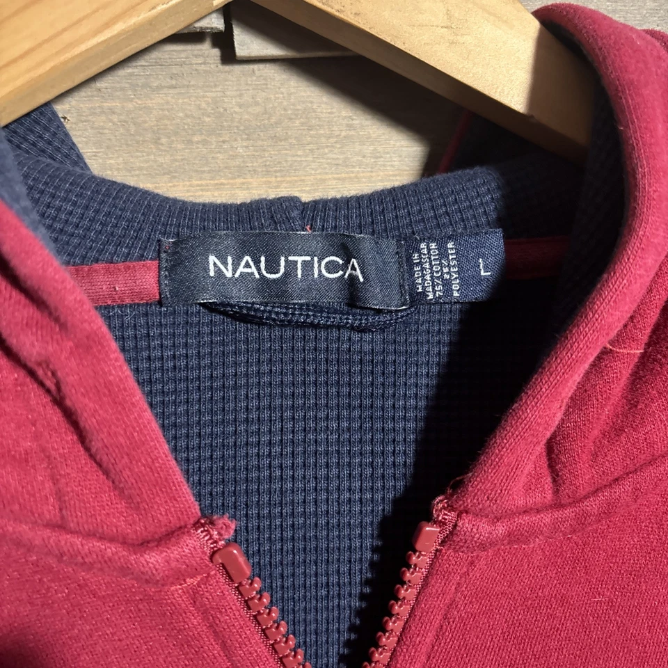 Sudadera con capucha Nautica para mujer roja mezcla de algodón cremallera completa talla grande Foto 2 de 4