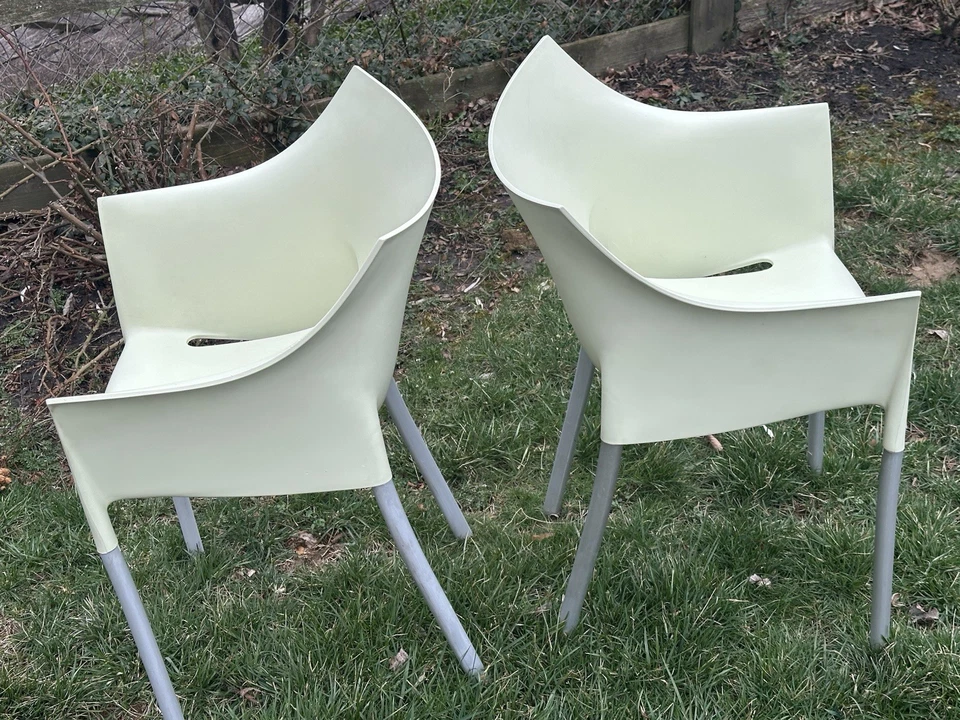 Philippe Starck Dr Sin Juego de 2 Sillas de Comedor para Uso en Interior o Exterior Blanco Foto 2 de 4