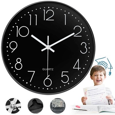 30cm Große Quarz Wanduhr Stumm 3D Design mit Glasscheibe Präzisionsuhrwerk Deko