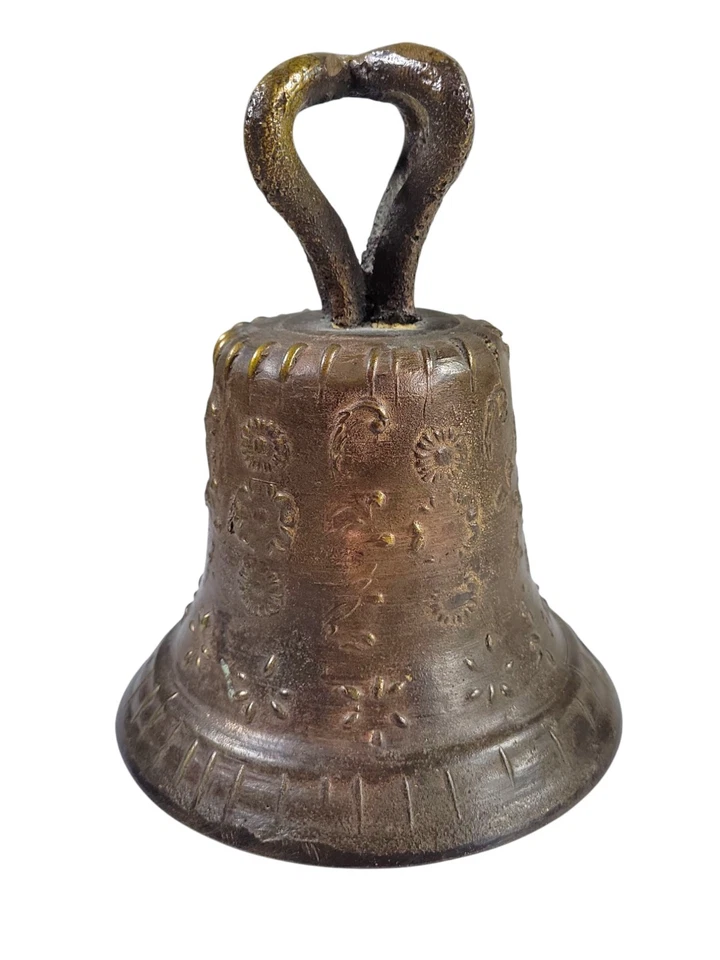 Antique Spanish Mexican Mission Church Bell Bronze Heavy  7" Tall - Image 2 of 4