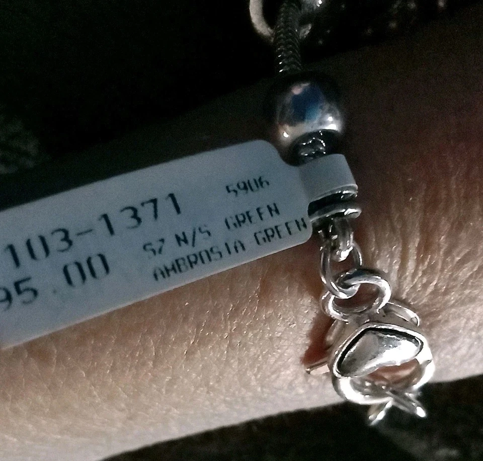 Ambrosia Green New Old Stock Silver Bracelet With Beads, Charms & Heart Clasp  - Image 2 of 4