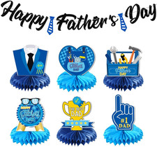 Happy Father'S Day Decorations Banner Table Honeycomb Centerpiece for Party, 3D