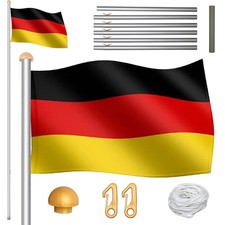 Fahnenmast Mast Flagge inkl Deutschlandfahne Teleskop Fahnenstange 6.5m Alu