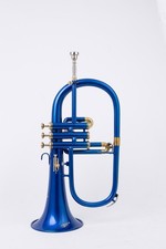 Flugel Horn BLUE Color Bb Flat 3 Valve With Hard Case Mouthpiece