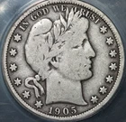 1905-O Barber Half Dollar ANACS F-12 - Cert #7870389 - Low Mintage New Orleans