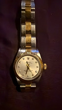 Rolex Oyster Perpetual Two-Tone Fluted Bezel Diamond Dial Auto Swiss