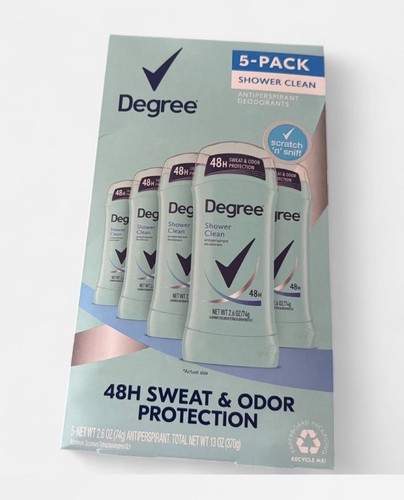 5-Pack Degree Antiperspirant Deodorant Shower Clean 48-Hour Protection 2.6 oz
