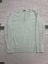Vince Sweater Womens XS Gray Cashmere Tight Knit Ribbed Trim V Neck Weekend