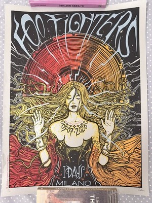 Foo Fighters Poster Milan Italy 2026 Official Silkscreen Malleus Silver variant 
