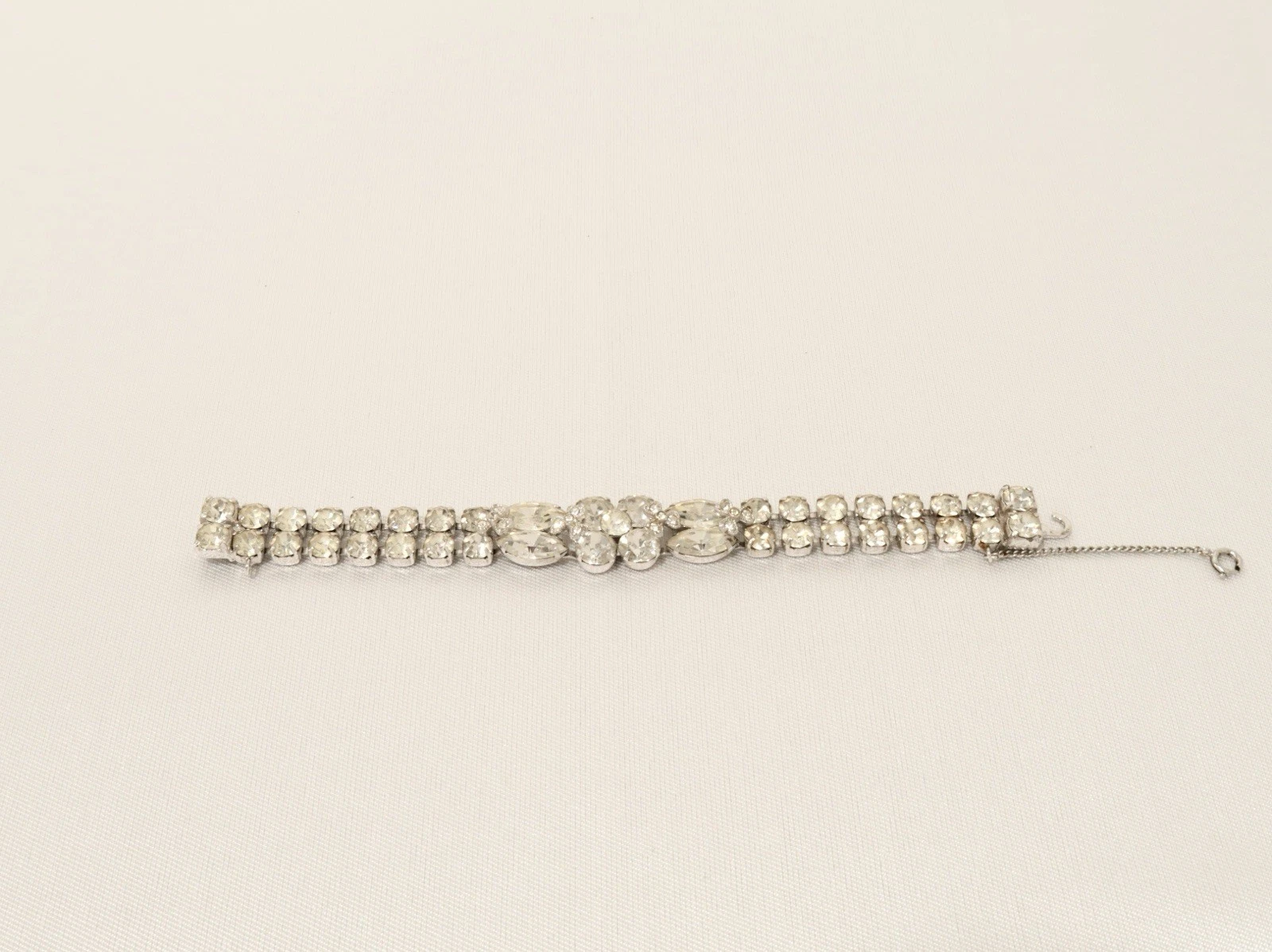 EISENBERG Wide Clear Ice Rhinestone AB Crystal Vintage Bracelet Jewelry Br22