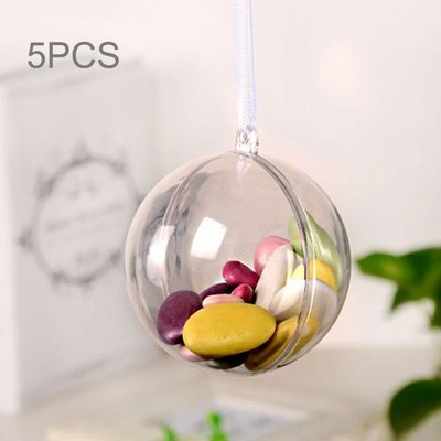 5 Stück transparente Kunststoff Hohlkugel Kugel 8 cm für Weihnachten Blumenkasten