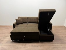 Reagan Fabric Right-Hand Corner Chaise Sofa Bed with Storage – Chocolate Brown