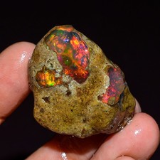 Ethiopian Opal Crystal Rough Gemstone Multi Fire Opal Raw 33X26X15mm 61Ct