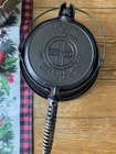 GRISWOLD #8 HIGH BASE CAST IRON  WAFFLE IRON W/Bail Handle *FULLY RESTORED*
