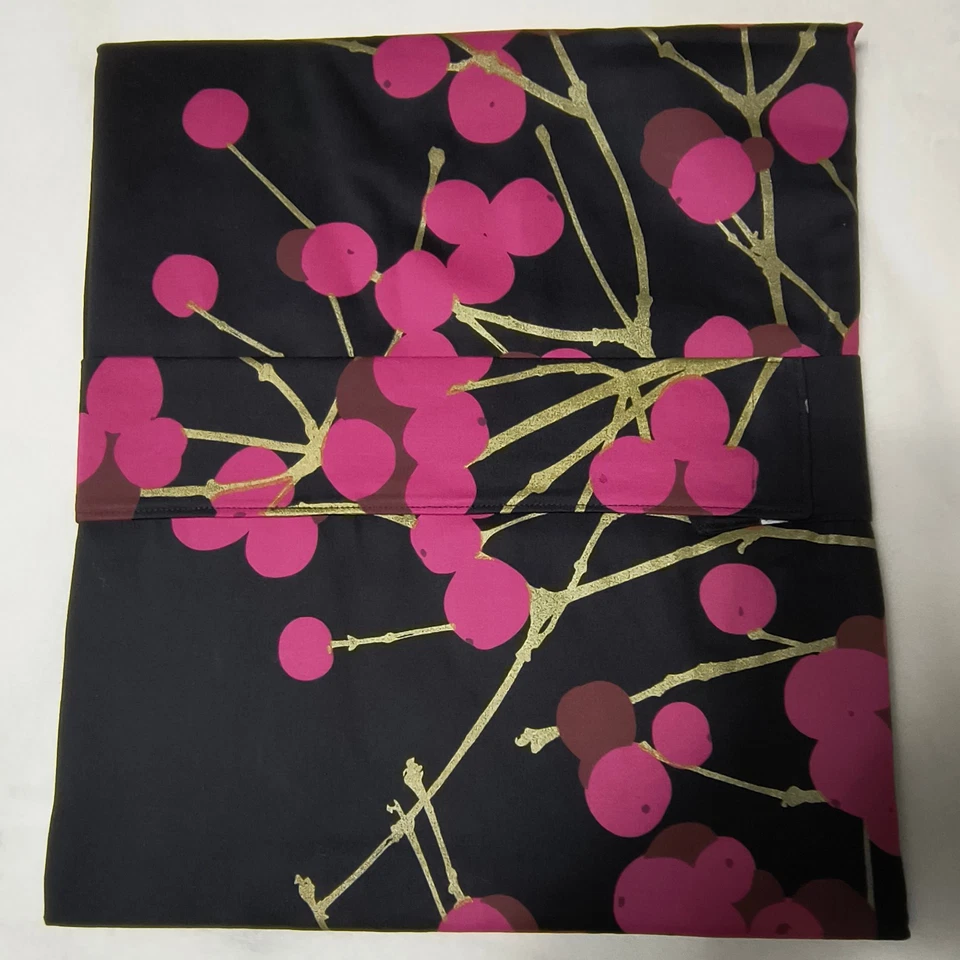 New Crate & Barrel MarimekkoTablecloth Lumimarja Snowberries Black Pink 60 X 90 - Image 3 of 3