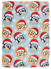 Bluey Hug Pillow Plushy  Travel Bingo/Bluey Santa Hat 46" x 60" Snuggle Blanket