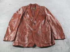 Mens Vintage Disco 1970's Iconic Leather Jacket Brown 42 Fantastic International