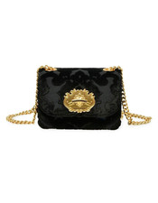 NWT NEW Moschino Made In Heaven Black Velvet Gold Logo Shoulder Chain Bag
