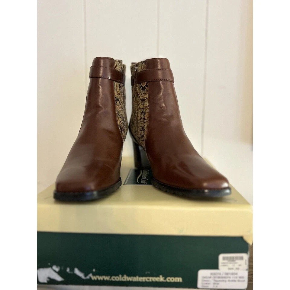 Botines Coldwater Creek Tapiz Cuero Talla 7.5 Nuevos Foto 4 de 4