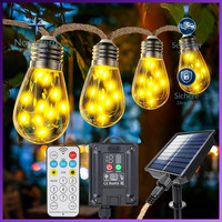 Solar Lichterkette AußEn 20 GlüHbirnen IP65 Fernbedienung 8 Modi Vintage Deko