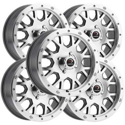 (Set of 5) Vision UTV GV8 Invader 15x6 4x110 +38mm Machined Wheels Rims 15'' Inch