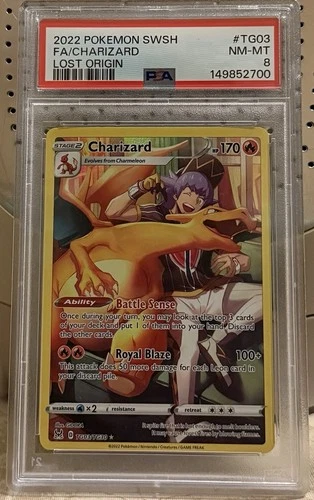 Pokemon 2022 SWSH FA/Charizard #TG03 Lost Origin PSA 8