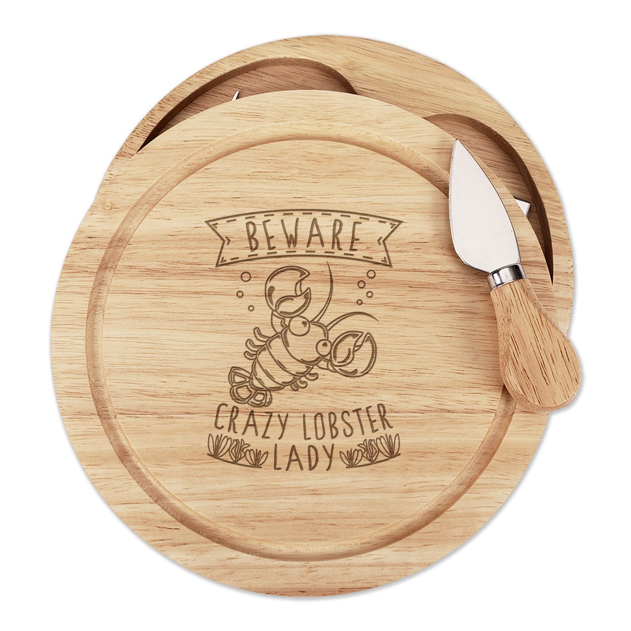 Beware Crazy Lobster Lady Cheese Board Knife Set Funny Animal