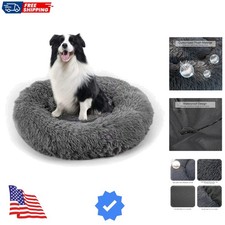 Dog Bed, Cat Calming Bed, Faux Fur Pillow Pet Donut Cuddler Round Plush Bed f...