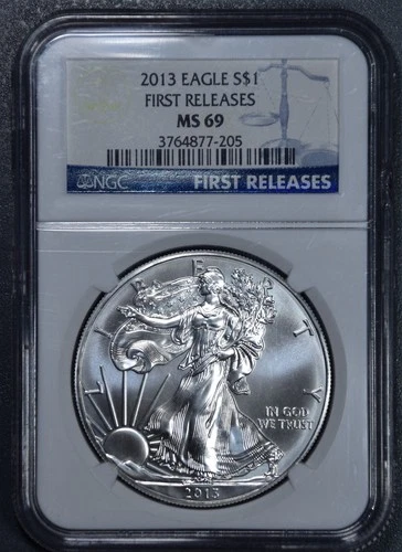 2013 $1 AMERICAN SILVER EAGLE UNCIRCULATED FR  1 oz .999 NGC MS 69 A5519