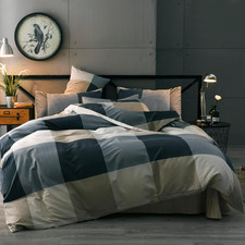 King Size Geometric Checkered Comforter Set - Soft  Lightweight Bedding