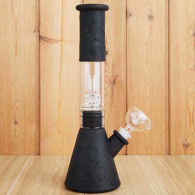 12'' Heavy Duty Glass Bong Silicone Water Pipe Smoking Tobacco Beaker 14MM Bowl