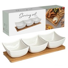 Tapas Servierset 4 tlg. Snack Dips Dipschalen Schalen Teller Schälchen Porzellan