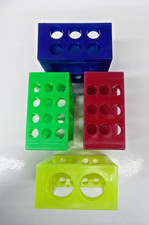 4 Way Tube Racks, Lot of 4 Assorted Polypropylene Racks, Tube Holders