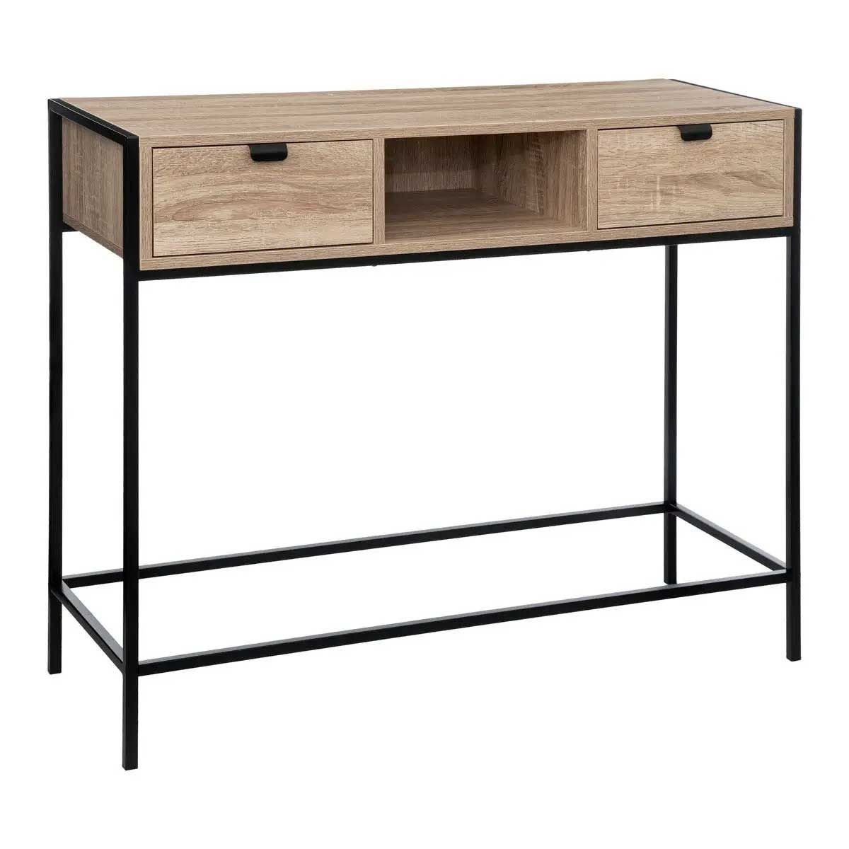 Console design Aliaj 100cm en bois beige et métal noir premium