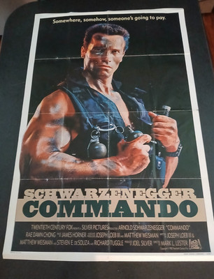 Vintage 1985 Commando Folded Single Sided Movie Poster 27x41