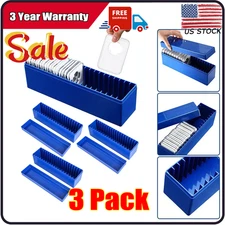 3 Pcs Plastic Coin Slab Storage Box Compatible with 20 Slab Coin Holders(Blue)