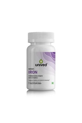 Unived Women's Iron | BisGlycinate Supplement for Women with Vitamin C - 60 Caps
