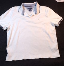 Tommy Hilfiger Polo Shirt Men XL Custom Fit White Short Sleeve Logo Classic