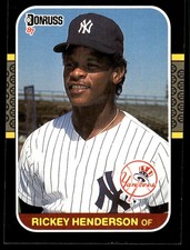 Rickey Henderson 1987 Leaf #191 New York Yankees FREE SHIPPING AutographDen